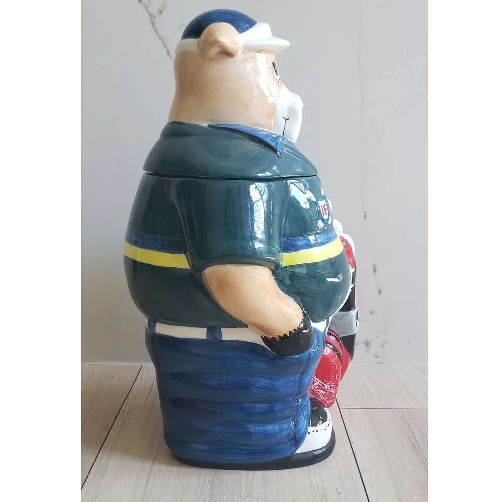 Vintage Cow Cookie Jar Golfer Ceramic Whimsical Kitchen Decor 12 Inch